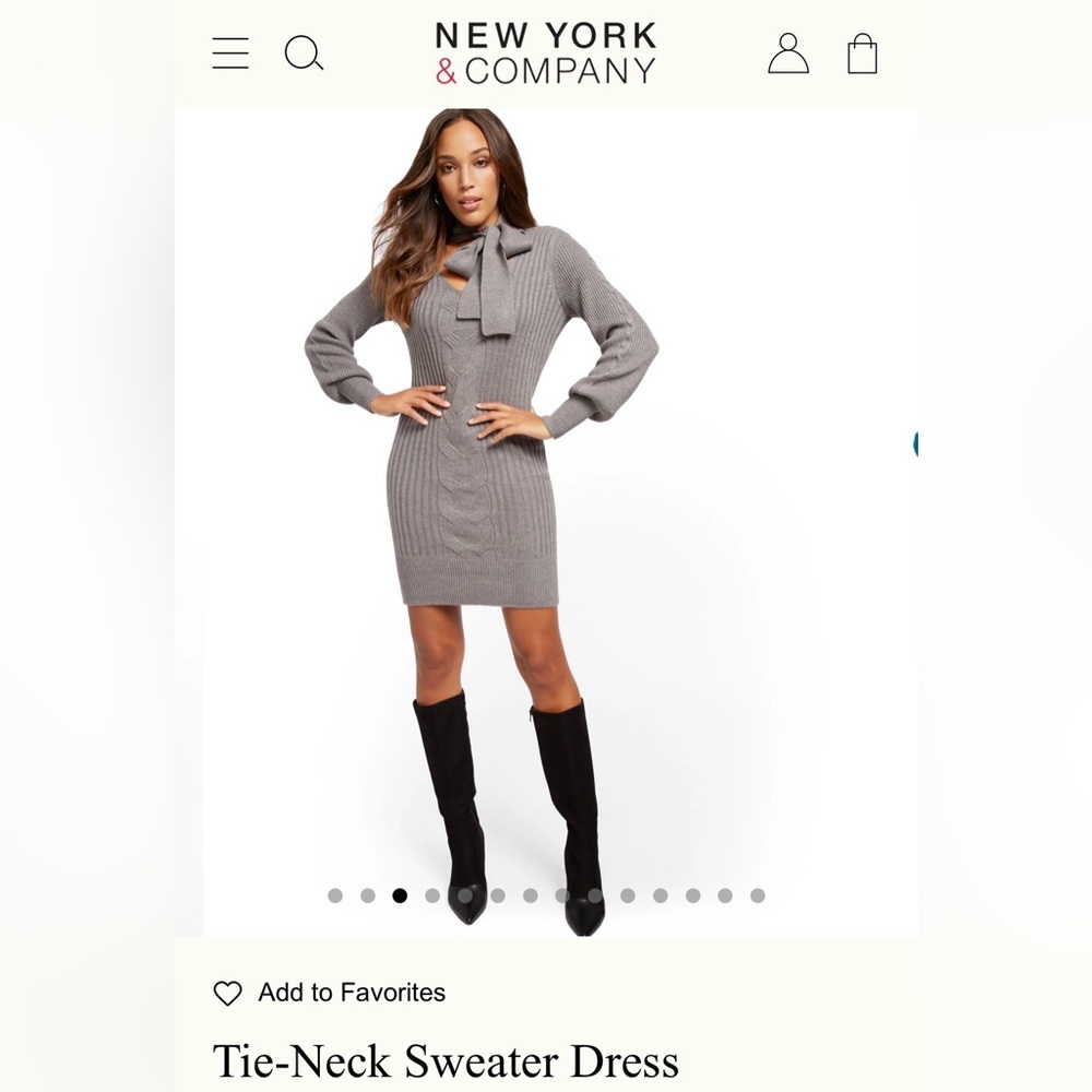 New York & Company Tie-Neck Sweater Dress